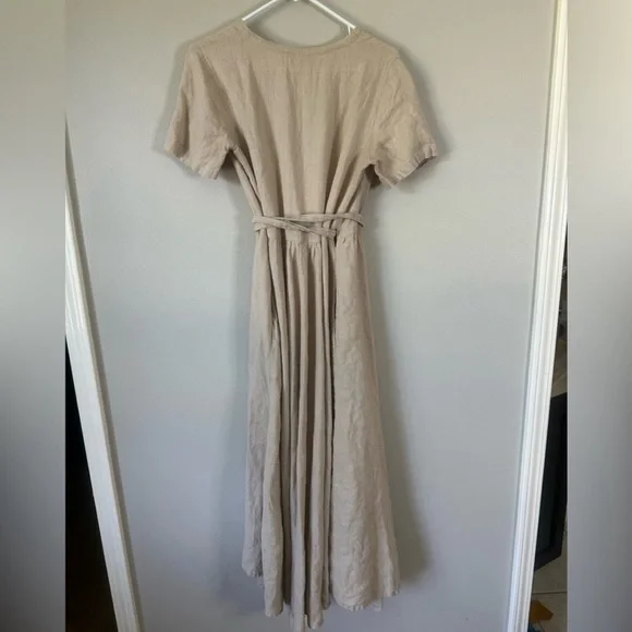 Mantaikotai Beige Lisbon Linen Wrap Dress Lisbon S - Picture 5 of 6